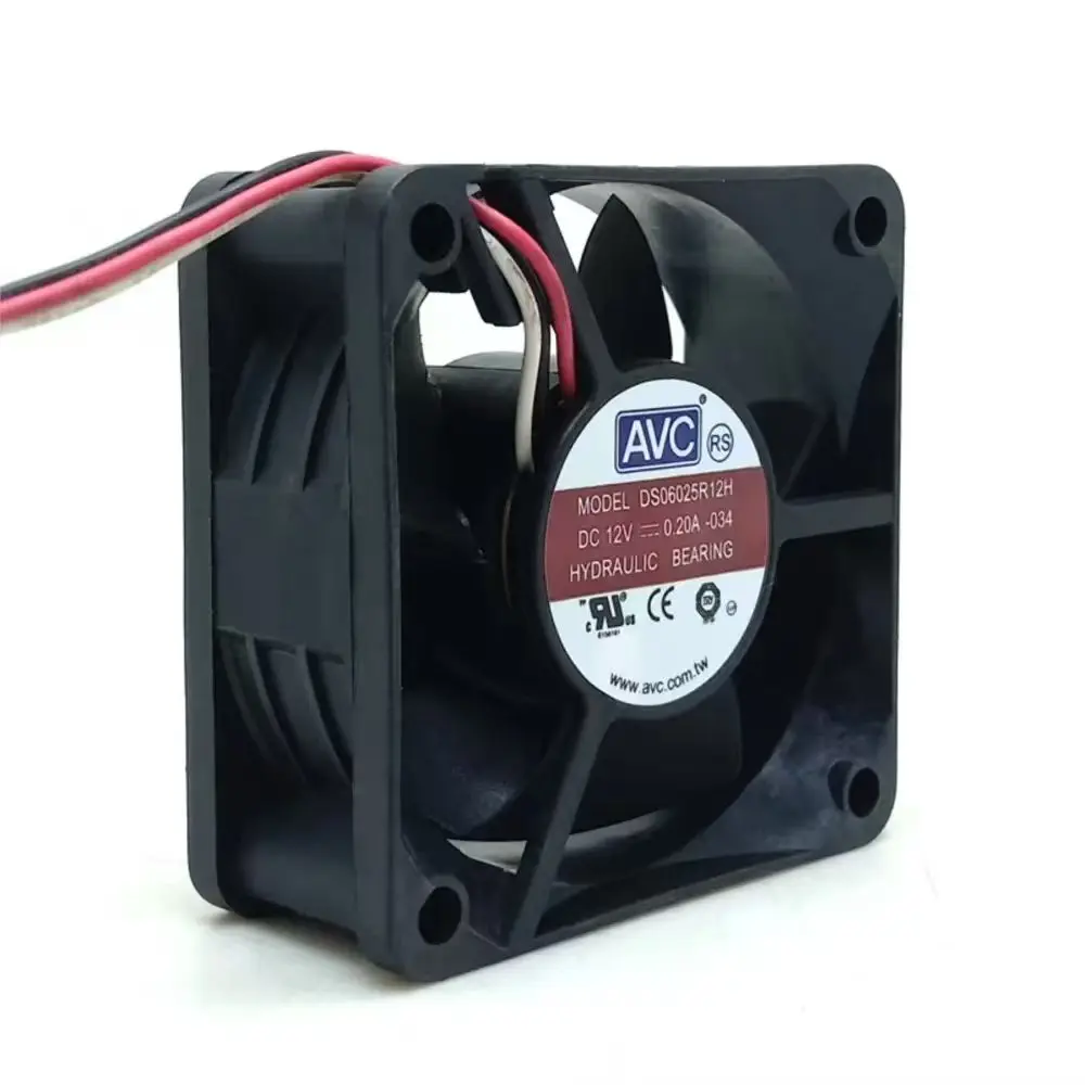 6cm Axial Fan for AVC DS06025R12H 60mm x 25mm DC 12V Cooling Fan with Tachometer Speed ​​Sensor for CPU Cabinet and Power Supply