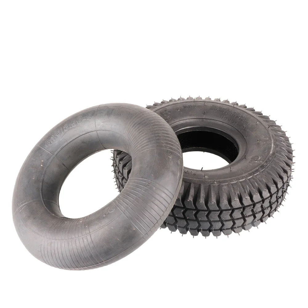 Wear Resistant 4.10/3.50-4 Inner Tube 260X85 Knobbly Block Tread Puncture Proof Outer Tire Set for Scooter Wheelchair