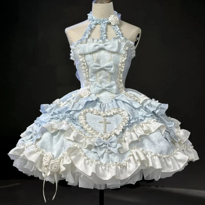 

Victorian Sweet Cute Lolita Dress Women Kawaii Y2k Rose Bow Ruffles Party Mini Dresses Japanese Vintage Elegant Princess Dress