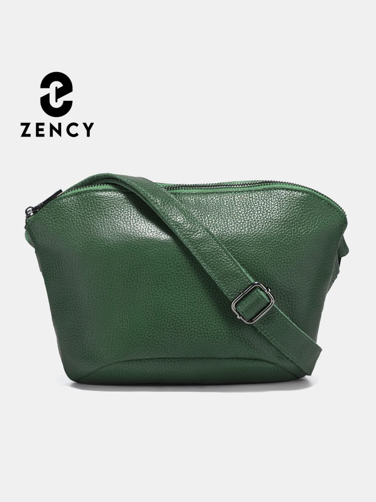 Zency Small Leather Handbag For Women Simple Casual Bags With Zip Pocket Adjustable Strap Shoulder Cross Body Sac