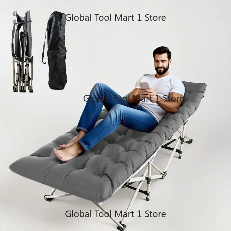 

Foldable Portable Bed, Outdoor Garden Loun-ge Chair with Pearl Foam Mattress
