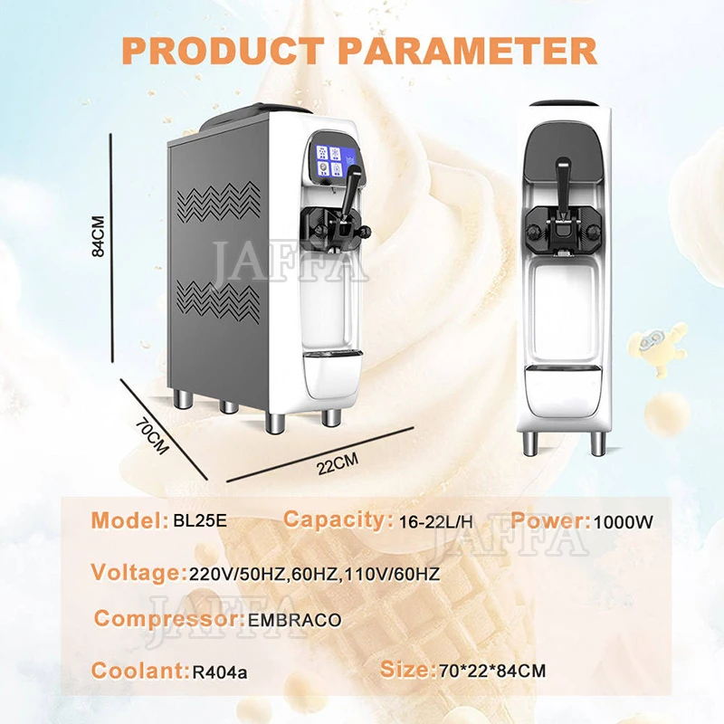 Table Top Frozen Yogurt Single Head Professional Softy Ice Cream Making Machine for Restaurant Household Use 16-22L/H