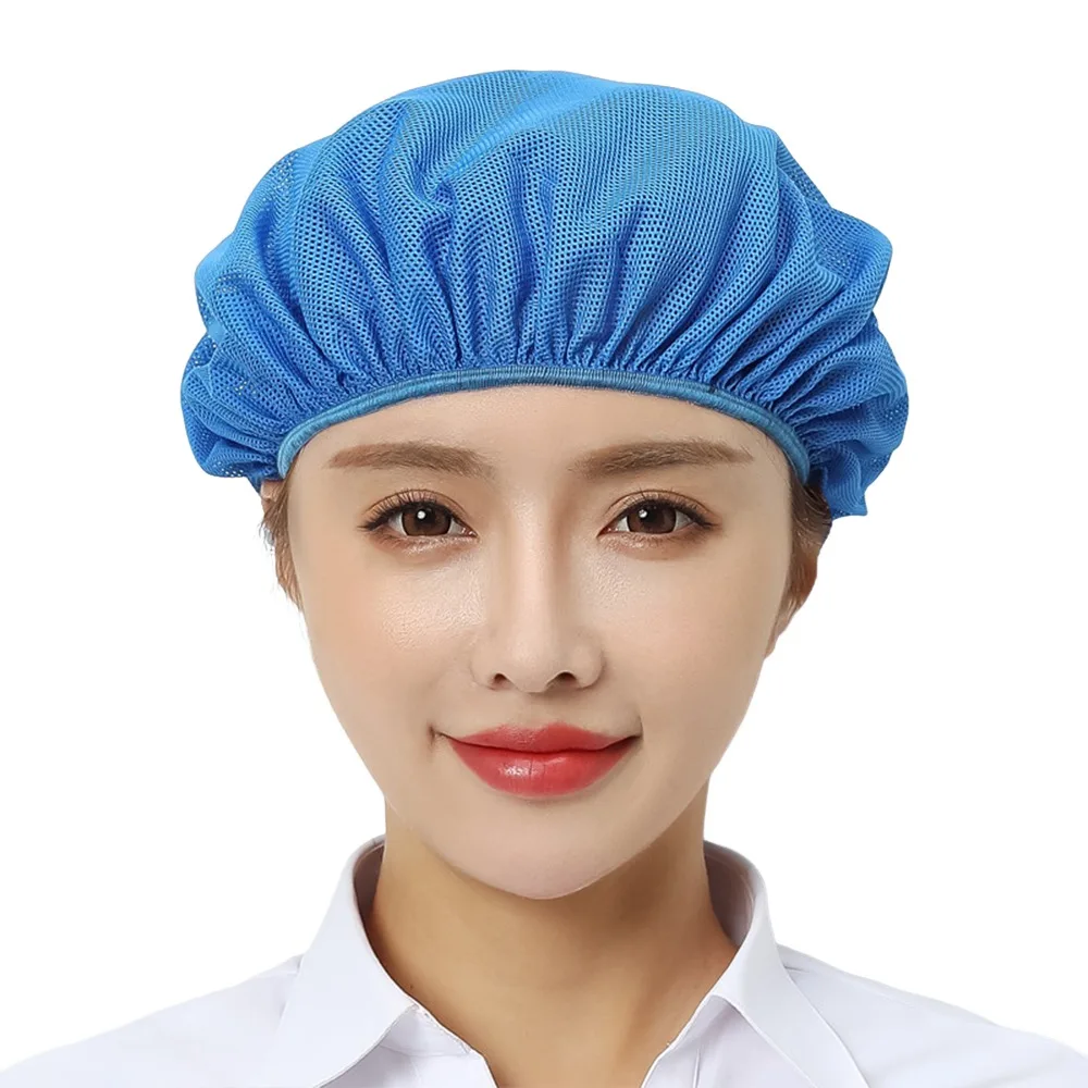 Durable Elastic Mesh Work Hat Breathable Dust-proof Chef Hat Oil-Resistant Hair Nets Cap Food Service