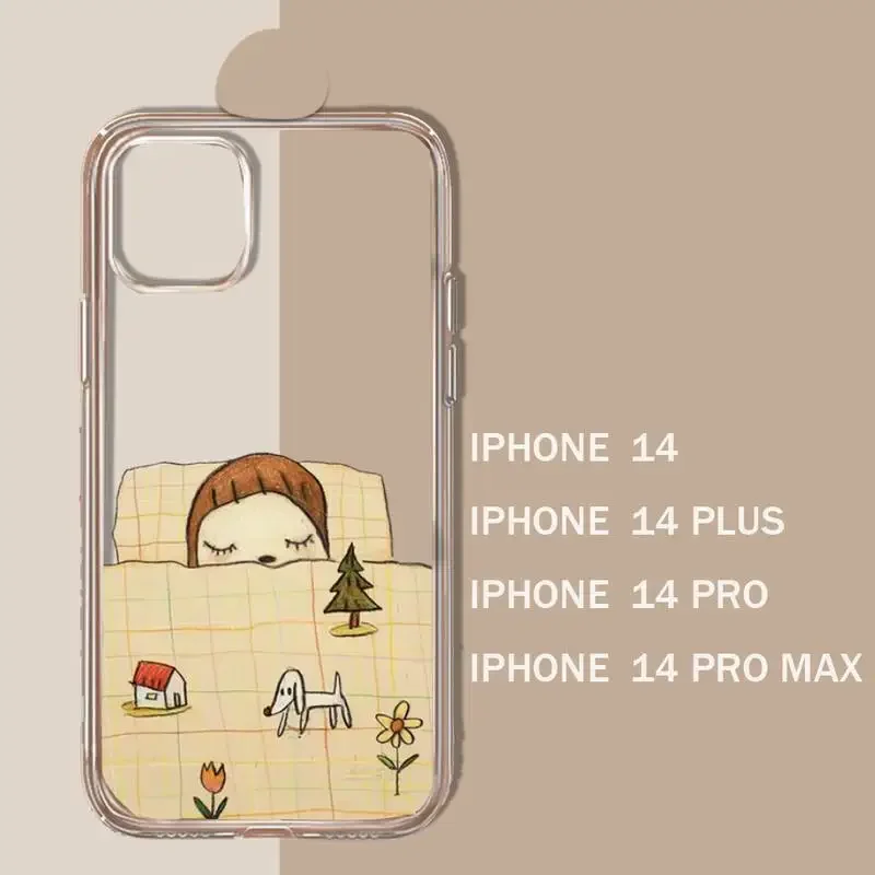 Yoshitomo Nara art painting Phone Case For iPhone 16 15 14 13 12 11 Mini  Pro Max X XR XSMax 7 8 Plus Transparent Soft TPU Back - AliExpress 202192403