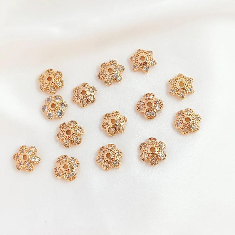 3ชิ้นทองแดง14K ทองฝัง Zircon Receptacle หมวก Septum DIY เครื่องประดับทำ Discovery สร้อยข้อมือ Spacer อุปกรณ์เสริม