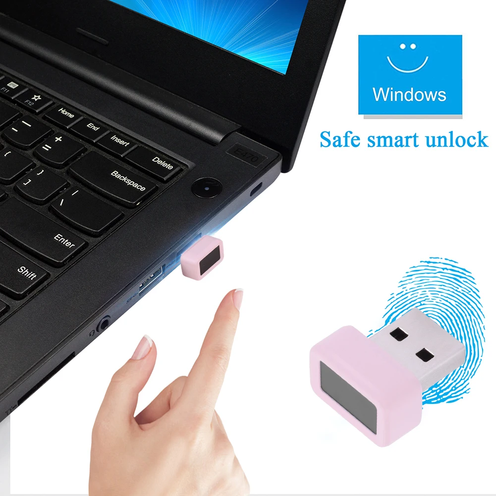 USB Fingerprint Key Reader Speedy Matching Anti-Spoofing Security Key Dongle Mini USB Fingerprint Login Adapter for PC Laptop