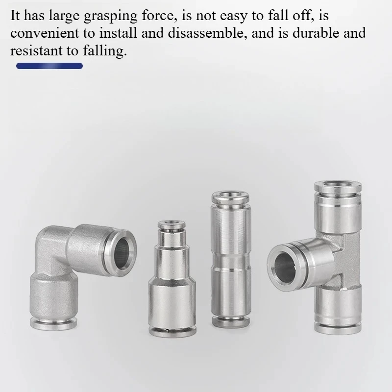 304 stainless steel PU straight-through connector PG variable diameter 6-4 8-6/10/12/16mm tracheal quick plug connector