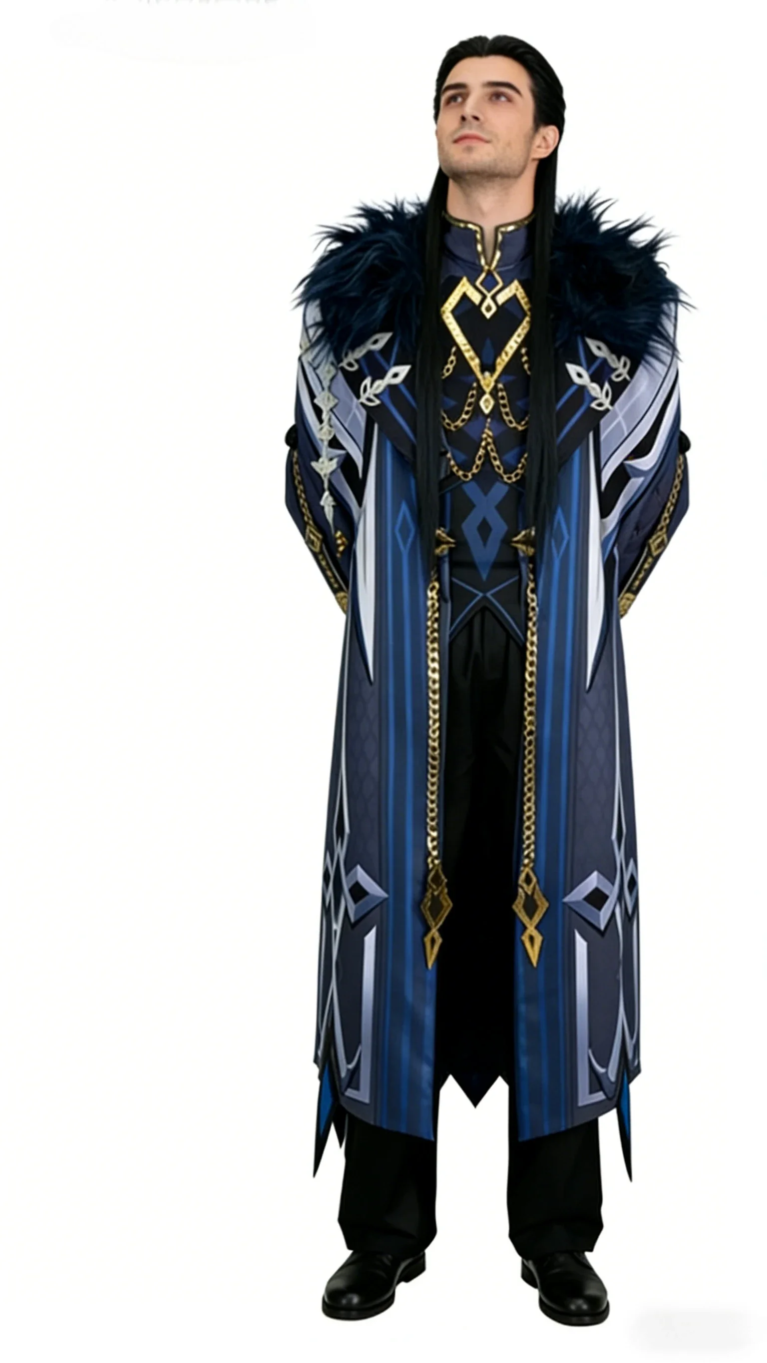 Fatui The Captain Cosplay Costume Il Capitano Wig Outfit Genshin Impact Halloween Latest Capitano Suit Role Play Costume and Wig