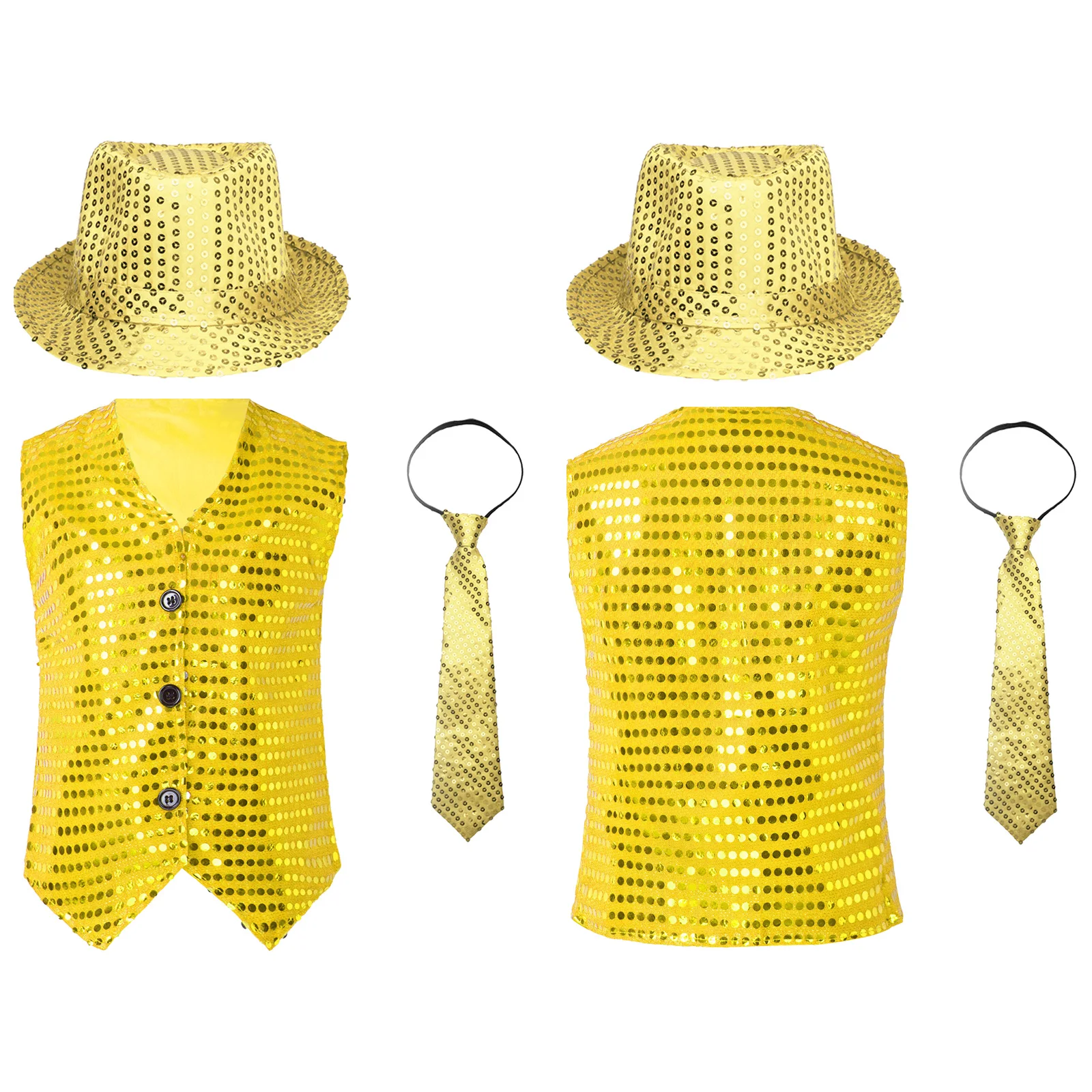 أطفال بنين بنات موضة صدرية مع قبعة ربطة العنق ماجيك أداء الملابس Dancewear مجموعات سترة الترتر ملابس رقص الجاز