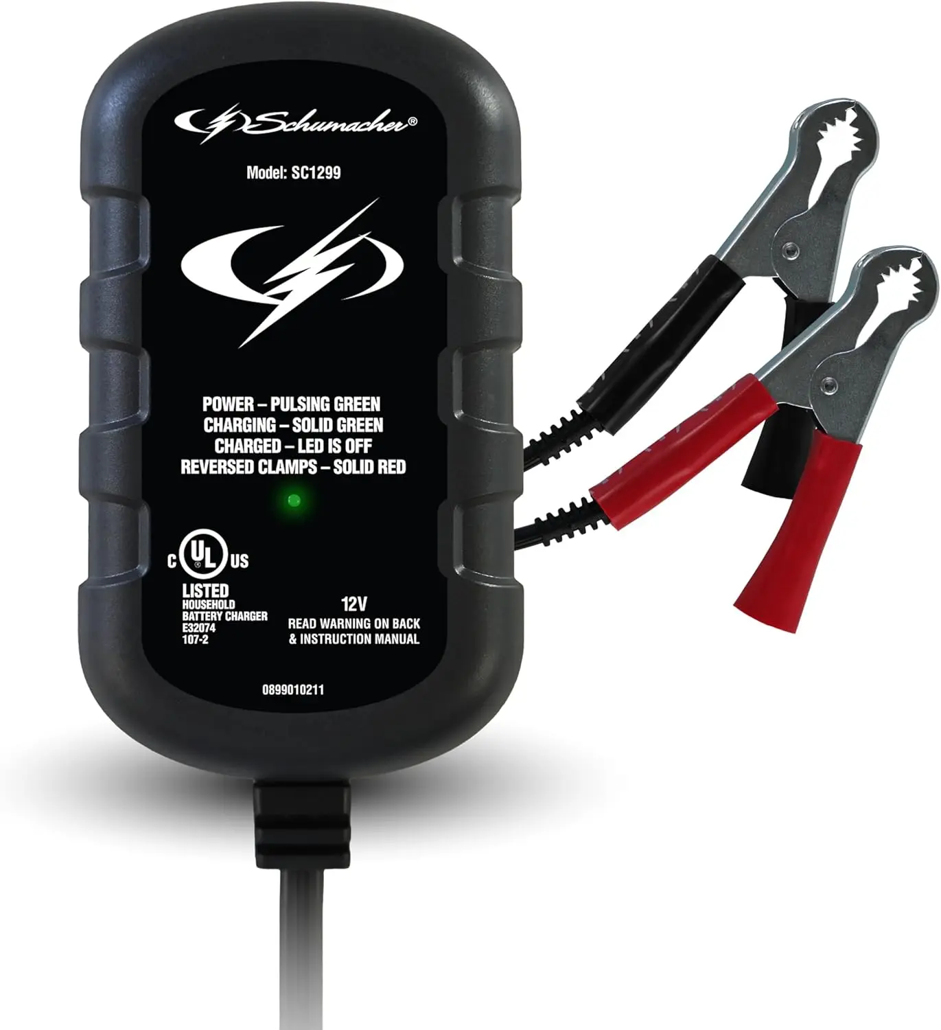 

0.8A Car Battery Charger and Maintainer, 2-in-1 Solution, for 12V Power Sport, Automotive, and Marine Batteries, SC1299