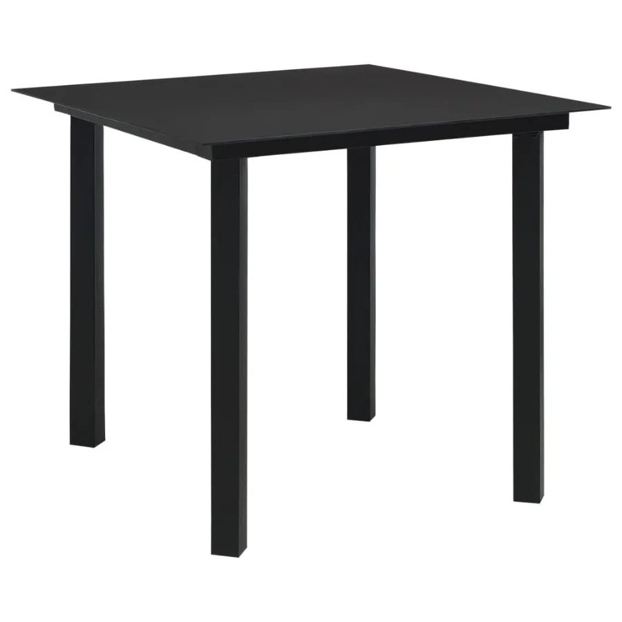 

Обеденный стол для патио, черный, 31,5x31,5x29,1, сталь и стекло