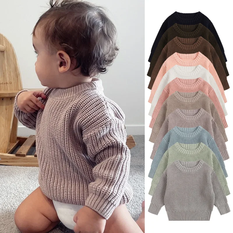 0-6T Newborn Kid Baby Boy Girl Winter Clothes Toddler Baby Sweater Infant Knit Pullover Top Casual Basic Top Knitwear Outfit