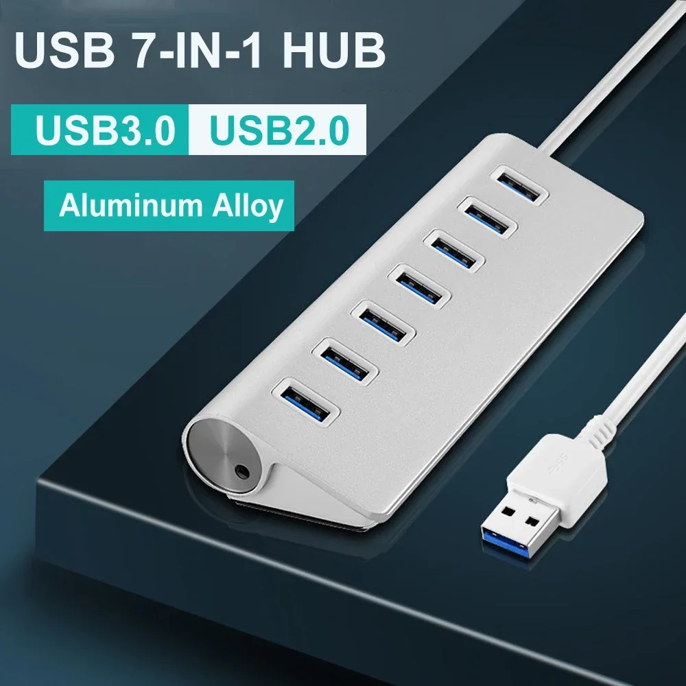 

USB 3.0 HUB 7Ports Aluminum High Speed Splitter OTG Adapter C Docking Station Multiple Port