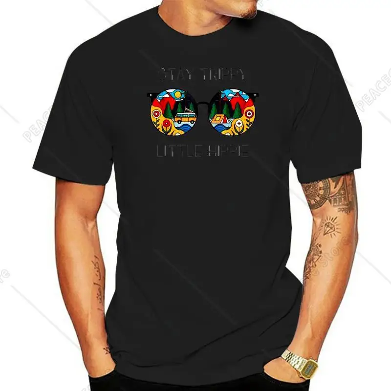 

Stay Trippy Little Hippie Glasses Shirt Hippie Camping Gift S-6Xl Wholesale Tee Shirt Cotton Short Sleeve
