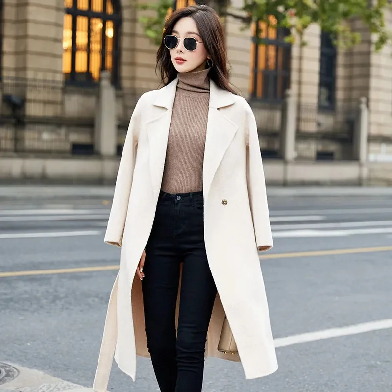 2025 New Woman Woolen Coats Female Classic Retro Loose Long Woolen Coats Female Fashion Streetwear Blends Overcoats