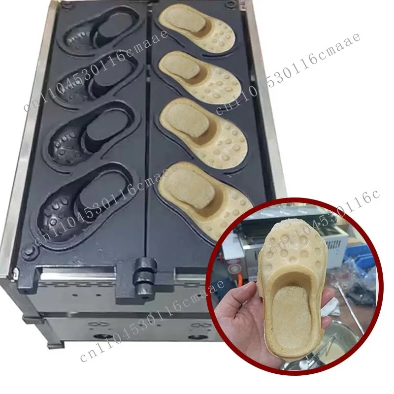 Commercial stainless steel non-stick shoe waffle maker, gas powered, 3000 watts, 1 year warranty