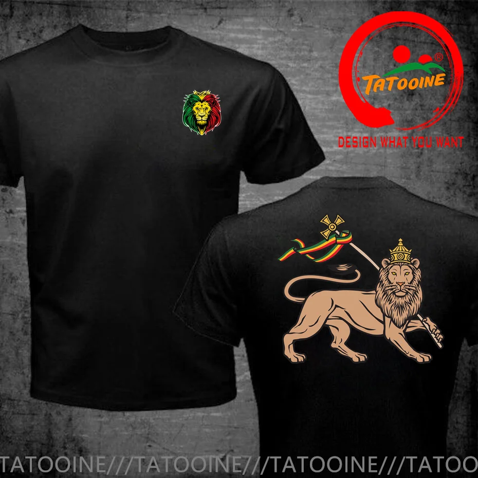 Punky Hip Hop Lion of Judah T Shirt Men Rastafarian Reggae Symbol T-Shirt Rasta Lion T Shirts Man Streetwear Harajuku Tee Shirts