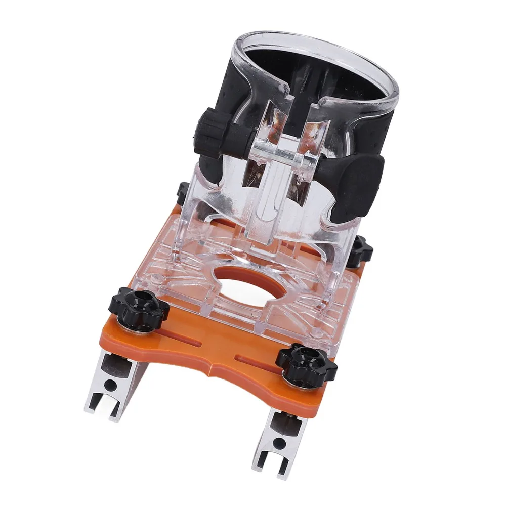 

Transparent Cover Woodworking Router Base Fastener Kit 2 in 1 Design Wood Trimmer Router Base Milling Cutter Slotting Bracket