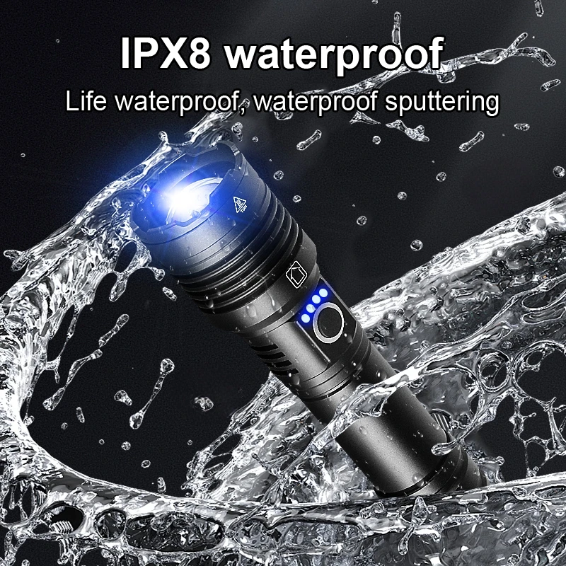 XHP390 Super Powerful LED Flashlight USB Rechargeable Torch Light Tactical High Power Flashlight Waterproof Hand Lantern Camping