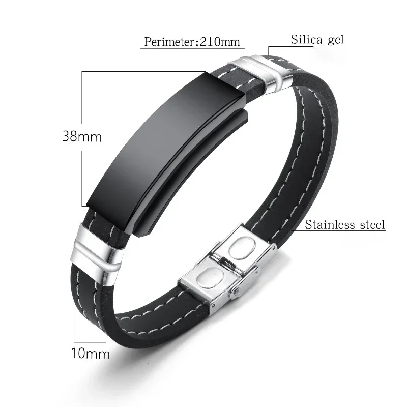 Bracelet Type1 Diabetes Stainless Steel Negative Ion Magnet Snake Stick Medical Sign Curved Brand Super Fiber Leather Customized