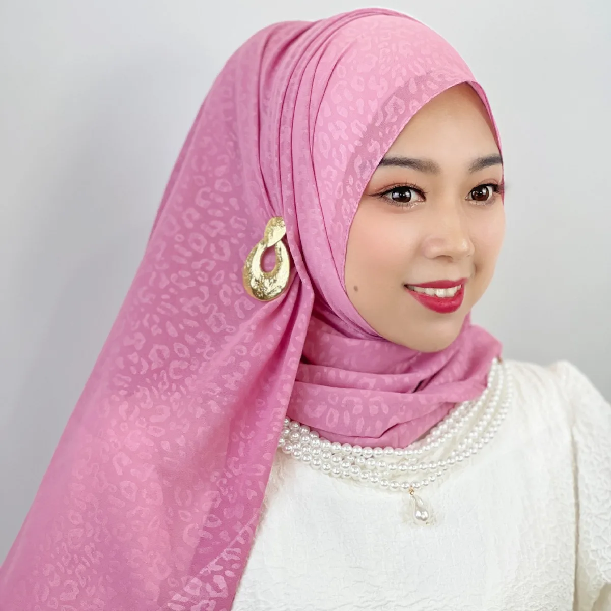 Leopard Print Headscarf Malay Plain Women's Headscarf Chiffon Shawl Ethnic Headscarf Hat