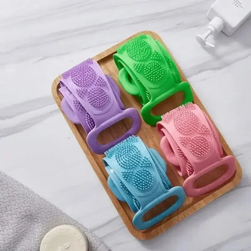 Body Sponge Silicone Back Brushes Bath Towels Scrubber Rubbing Back Peeling Massage Shower Belt Extended Skin Clean Brushes