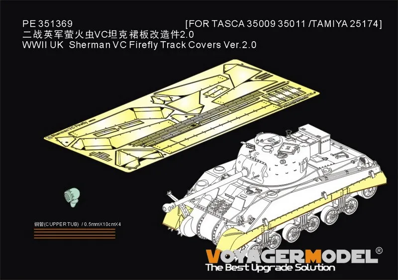 Voyager Photo Etched Part 1/35 PE351369 WWII UK Sherman VC Firefly Track Covers Ver.2.0（FOR TASCA 35009 35011 /TAMIYA 25174）