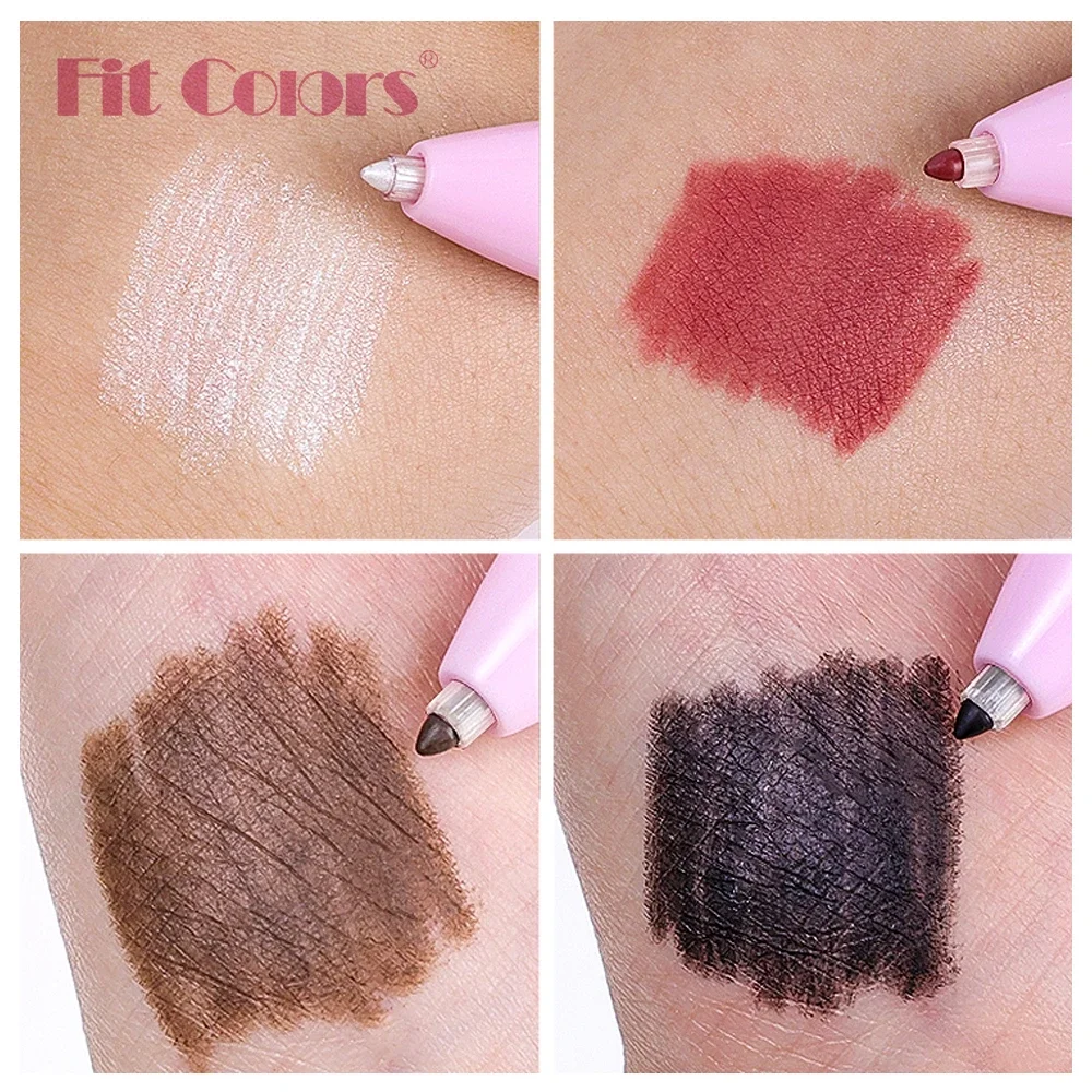 4-in-1 Multi-Functional Lip Liner Eyeliner Eyebrow Highlighter ดินสอกันน้ําโกหก Silkworm Stick ยาวนานขี้เกียจแต่งหน้าปากกา