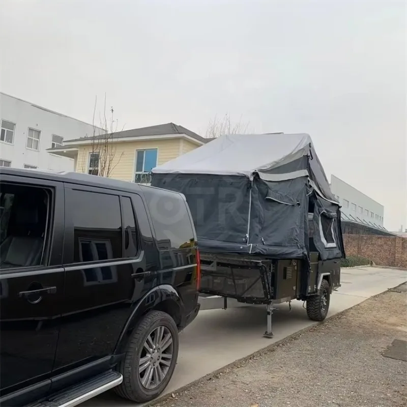 Customized Tiny Camper Trailer Mini Utility Vehicle 4x4 Offroad Toy Hauler with Pop Top Tent for Adventure Deal