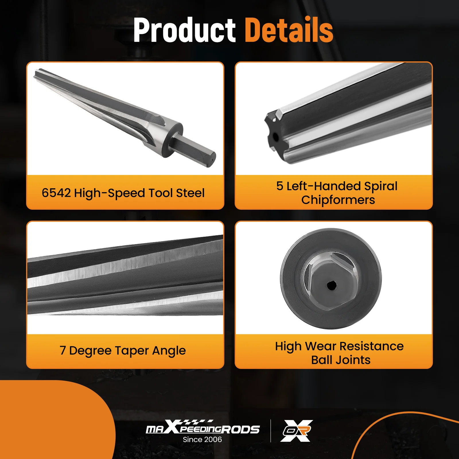 

Развертка для конических шаровых шарниров/шарниров рулевых тяг с гарантией, 7 градусов, 1-1/2, серебристая