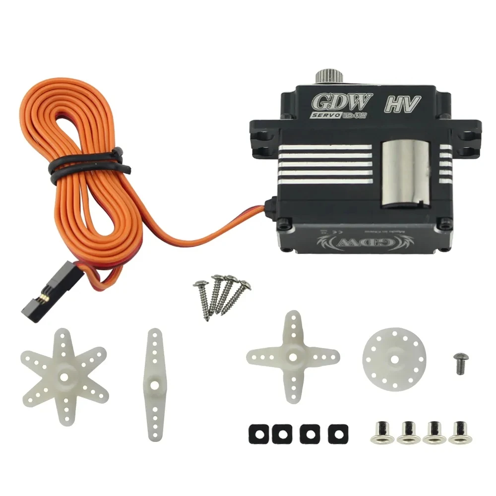 GDW RC Servo DS596MG DS590, engranaje de acero de carcasa de Metal medio, engranaje de dirección Digital sin núcleo para Robot Turbojet de ala fija 70E, 15kg