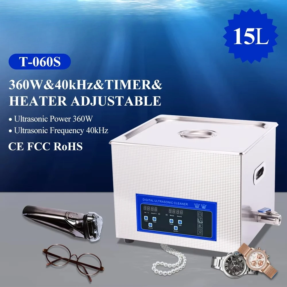 Power Set 15L Ultrasonic Cleaner Engine Block Mold Parts Circuit Board Ultrasonic Cleaning Machine