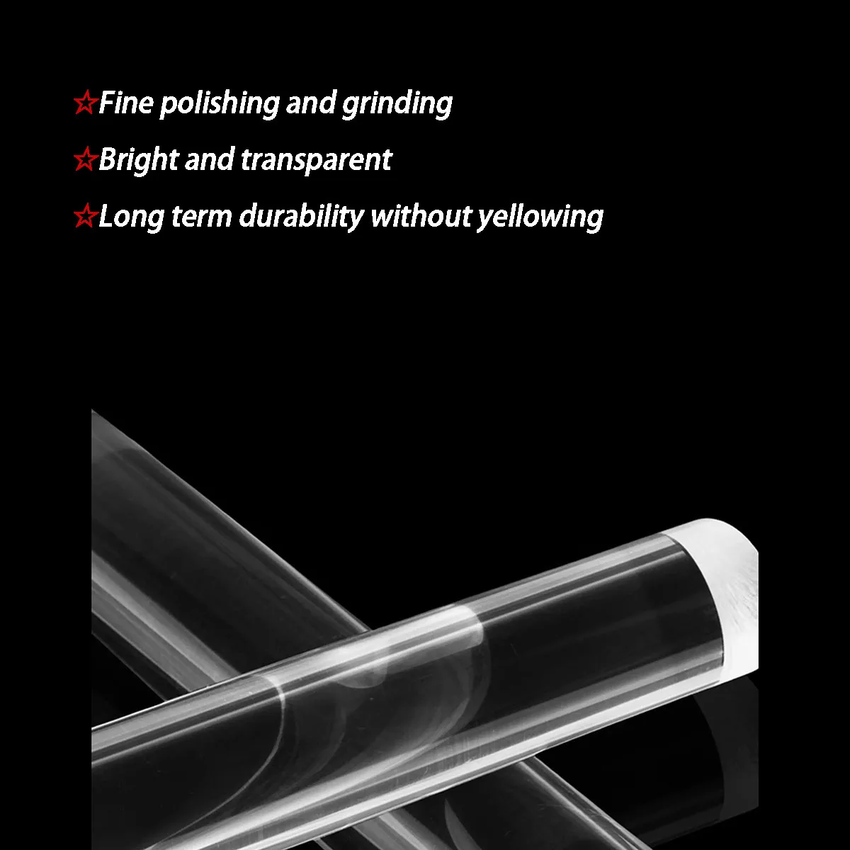 Haste redonda acrílica de alta transparência, haste de vidro orgânico, haste sólida, personalização de processamento cilíndrico de plástico PMMA