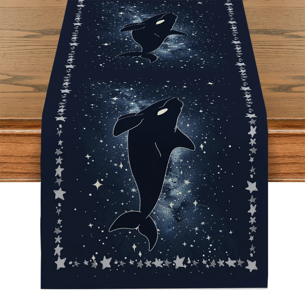 Whale Line Table Runner Kitchen Dining  Table Decoration for Indoor Outdoor Home Table Runners