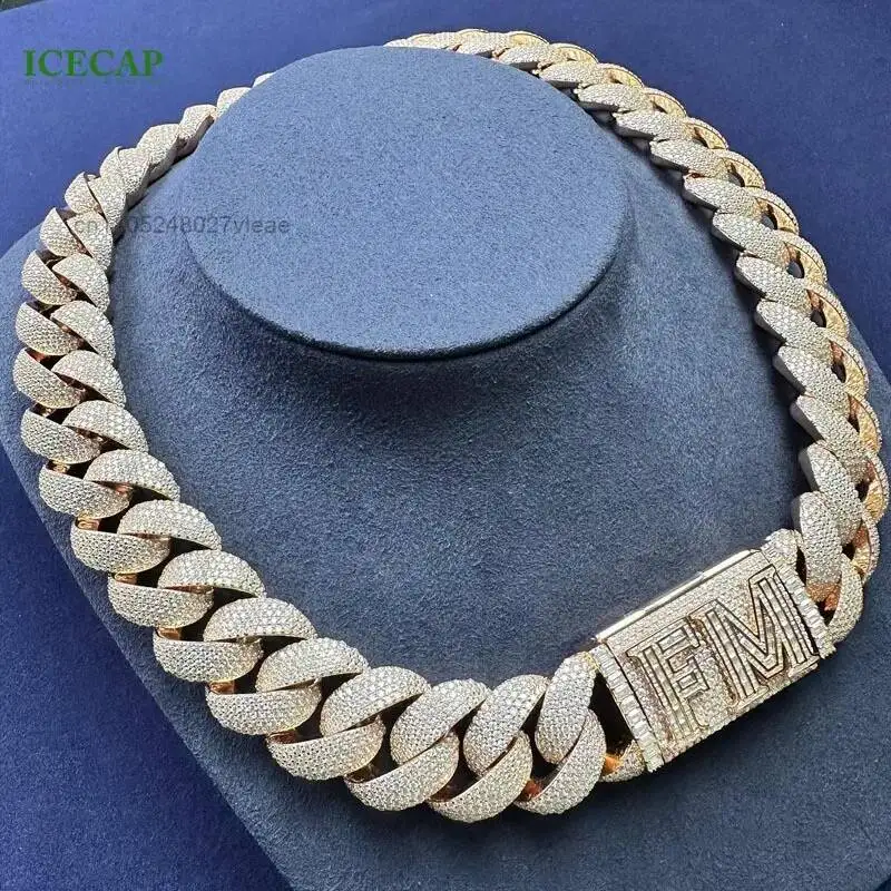 Luxury Jewelry Custom 24mm Miami Cuban Link Chain 925 Silver Rose Gold Cuban Chain Hip Hop Custom Name Necklace Men
