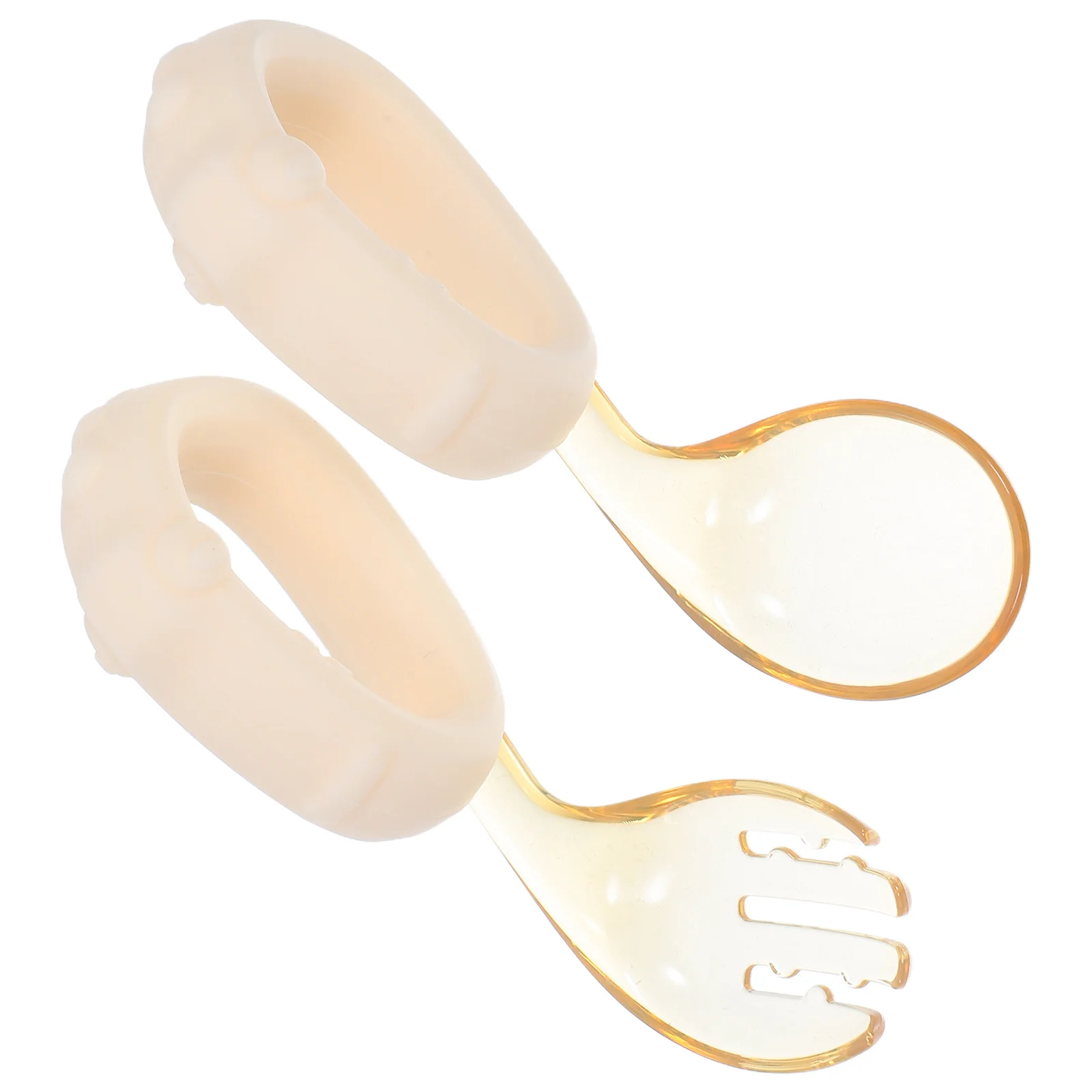 

1set 1Set Feeding Utensils Safe Self-Feeding Spoons Forks Toddler Food Spoon Kit 1-Year- Cutlery Mealtime Training Ergonomic