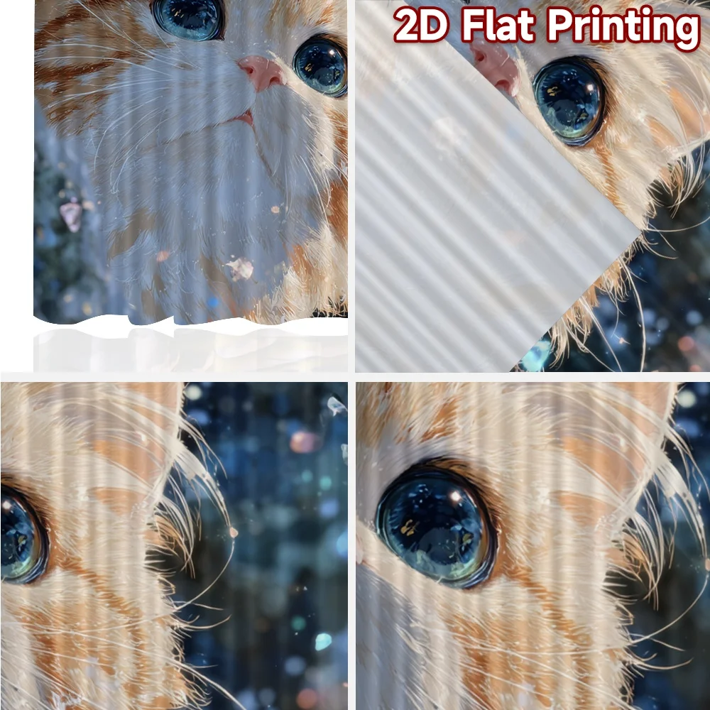 2D Flat Printing,2pcs Cute Kitten with Sparkles Chic Curtains&Drapes 100% Polyester Curtains Outdoor Decorations Use for
