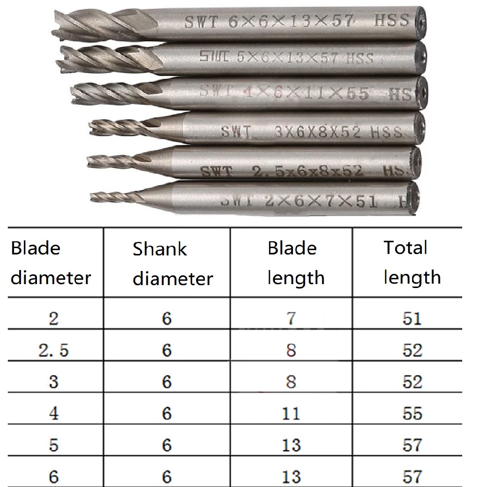 Reliable 6PCS HSS CNC Steel Straight Shank 4 for flute End Mill Cutter Drill Bit Tool 26mm Optimize Your Cutting Efficiency