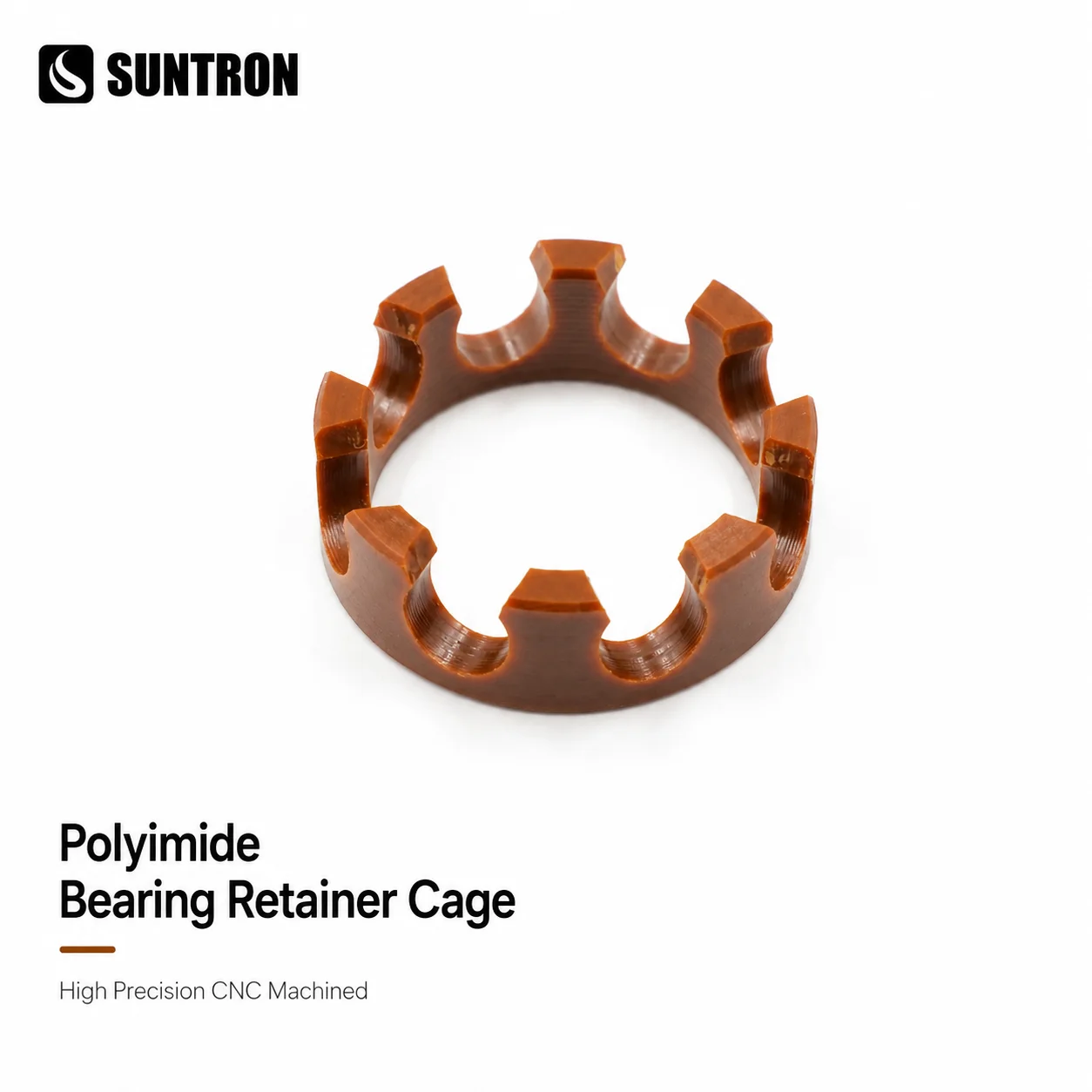 High Precision CNC Machining Polyimide PI Bearing Retainer Cage for Vacuum & High Temperature Environment