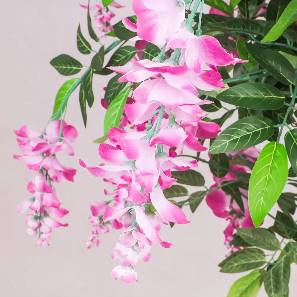 نباتات شجرة اصطناعية بطول 6 أقدام، شجرة الوستارية المزيفة مع سلة منسوجة من الأعشاب البحرية لديكور المنزل الداخلي والخارجي والمكتب وغرفة المعيشة والشرفة