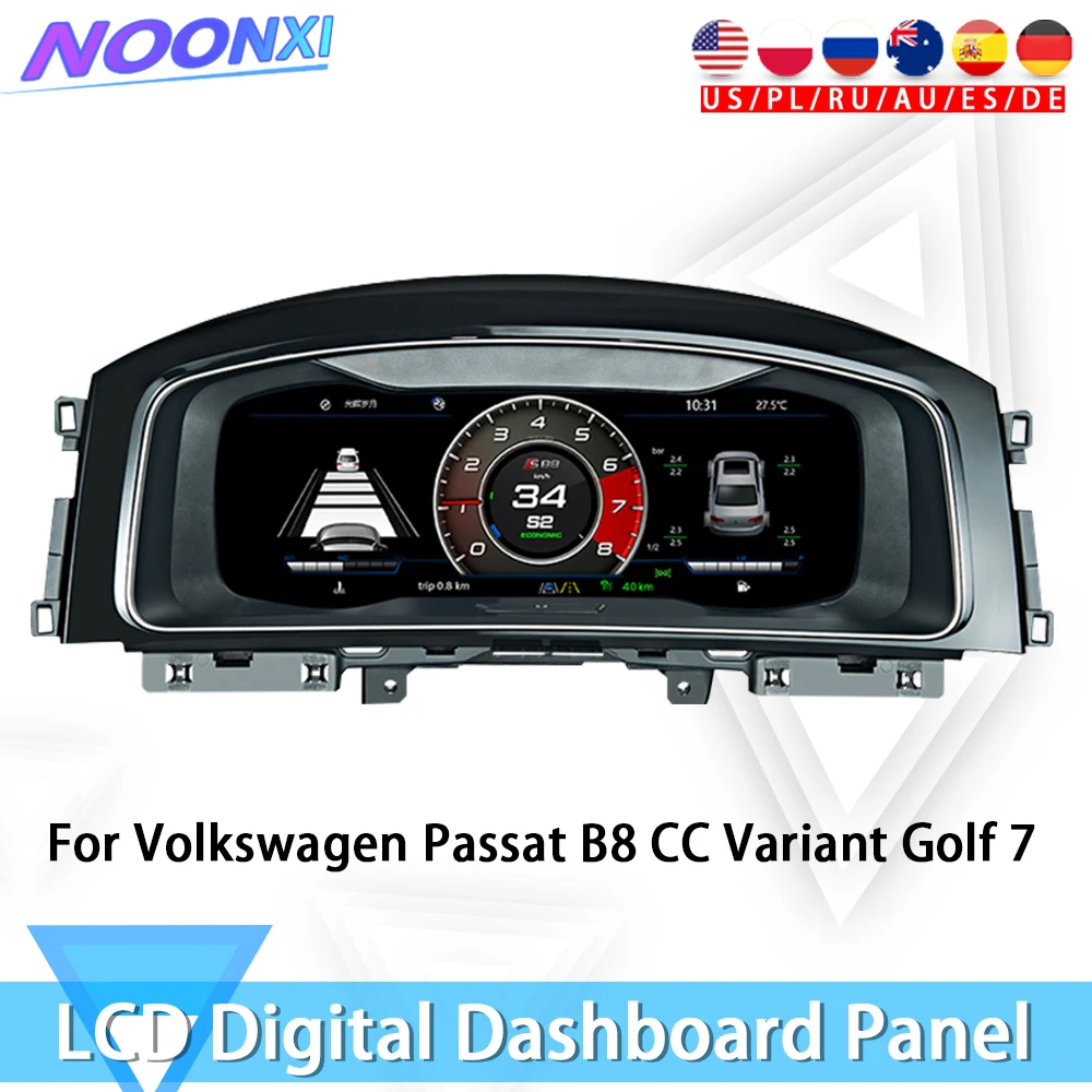 Panel de salpicadero Digital, grupo de instrumentos Virtual para Volkswagen Passat B8 CC Variant Golf 7 SportsVan r-line LCD velocímetro