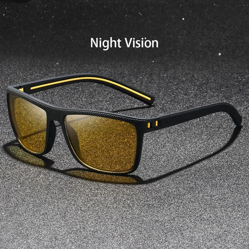 Lunettes de vision nocturne carrées jaunes vintage tendance, réduisent la fatigue visuelle, verres anti-reflets, lunettes de soleil pour homme et femme