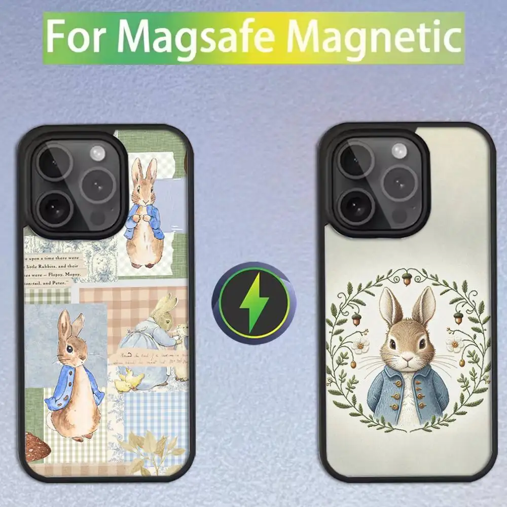 

Милый чехол для телефона P-Peter Rabbits для iPhone 16,15,14,13,12,11, Pro, Max, Plus, Mini, SE Magsafe с магнитной беспроводной зарядкой