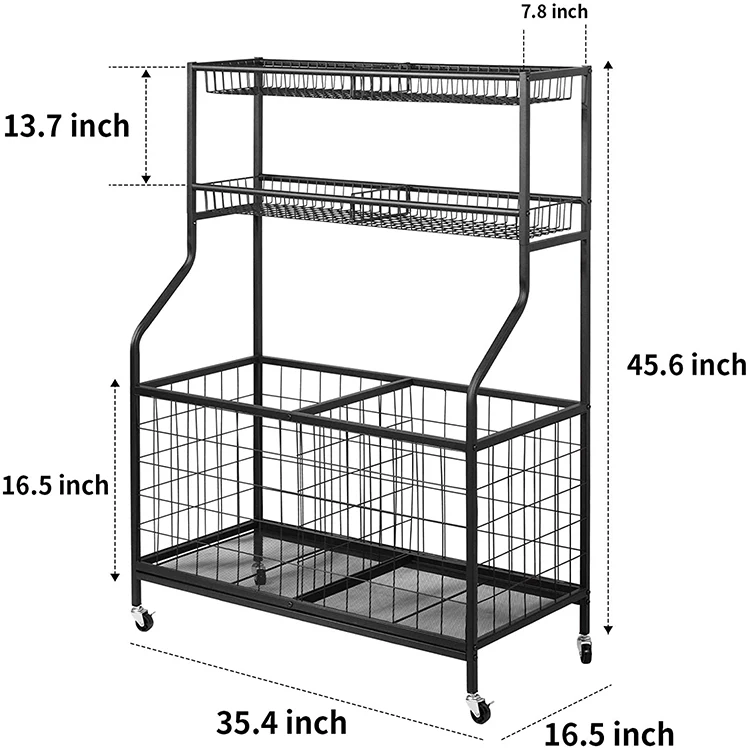 Powder Coated Storage Rack for Adults Garage Equipment Organizer Baskets Rolling Gear Sports Ball Cart Adult Display Rackspromot