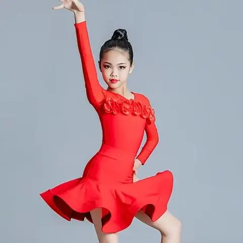 

Stage costumeChildren Latin Dance Dress for Girls Ballroom Dancing Dresses Rumba Cha Cha Samba Practice Dress Latin Performance
