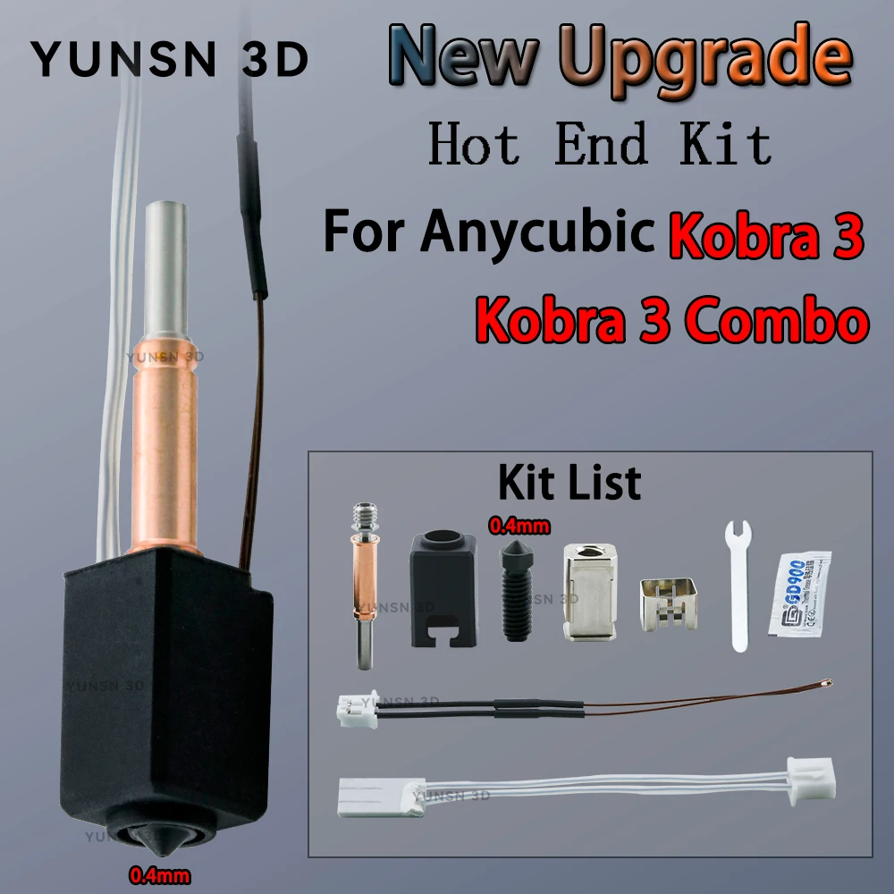 

Upgrade for Anycubic Kobra 3 Hotend Kit,Thermistor Heater Cartridge 0.4mm Print Hot End for Kobra3/Kobra3 Combo 3D Printer