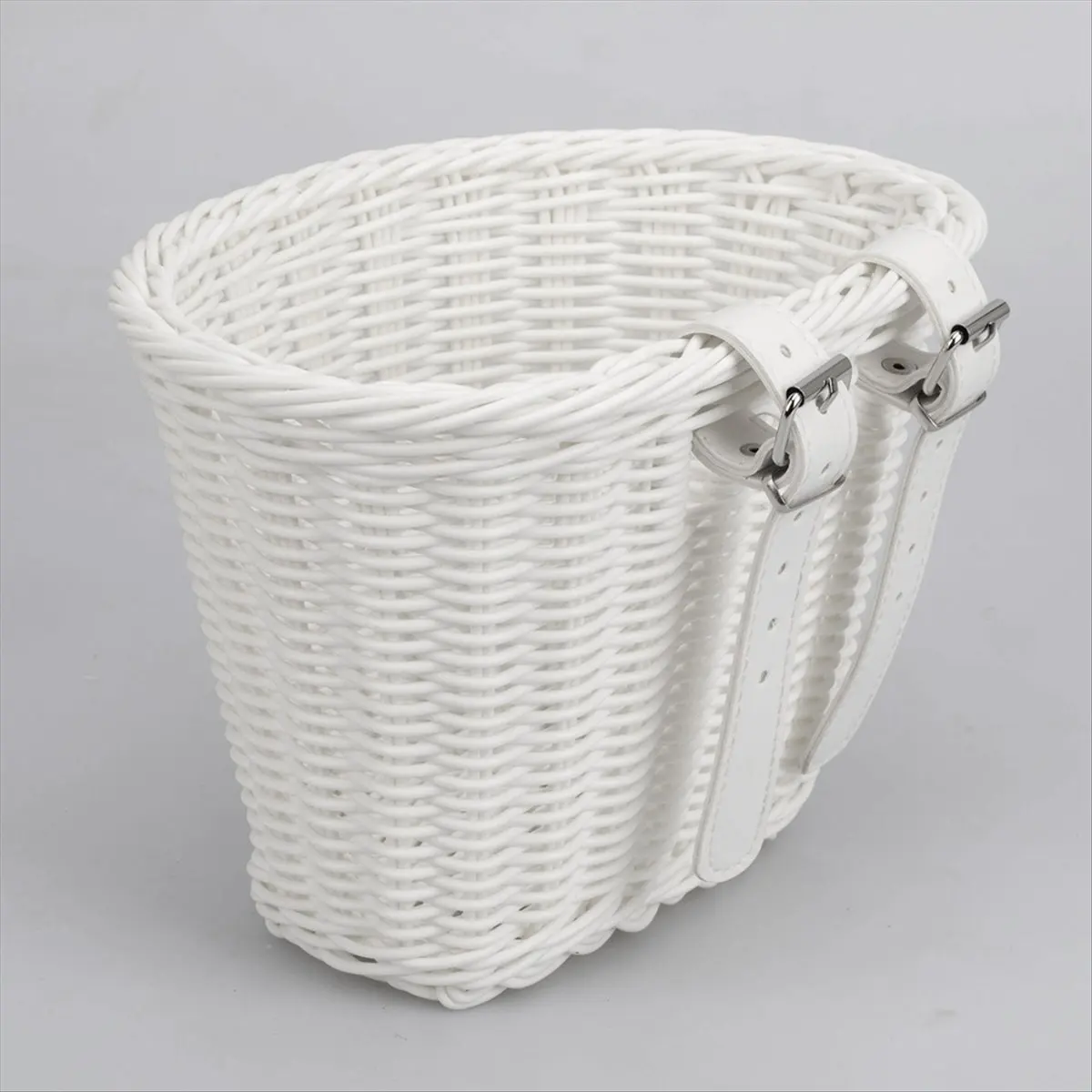 

(ABHW) 1Set Rattan Wicker Bicycle Front Basket+Bell+Tassel+Stickers Adjustable Handwoven Adult Bike Handlebar Accessories White