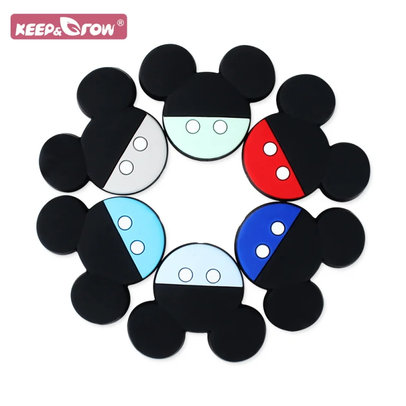 

5/10pcs 31*36MM Cartoon Mouse Beads Multicolor 6 Colors Baby Toys BPA Free Teether Diy Baby Accessories