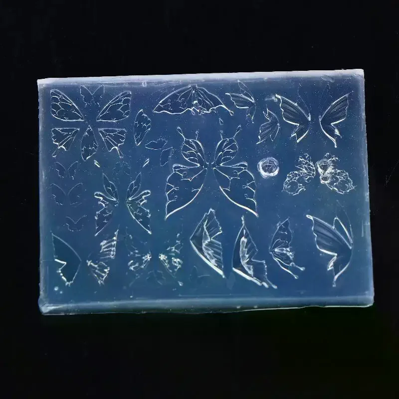 3D シリコーンネイルアートモールド蝶ネイル彫刻モールド蝶の羽スタンピングプレート爪ステンシルネイルテンプレート