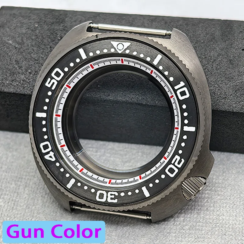 Mod 44MM Gun Gray NH35 Case 6105 6309 Turtle Abalone Case Fit for 7S 4R NH38 NH35 NH36 Movement 28.5MM Dial Sapphire Glass Case